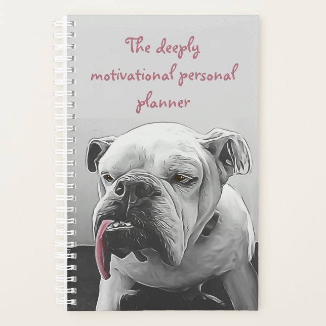Motivierend Bulldogge Schwarz-weiß rosa Foto Planer (Vorderseite)