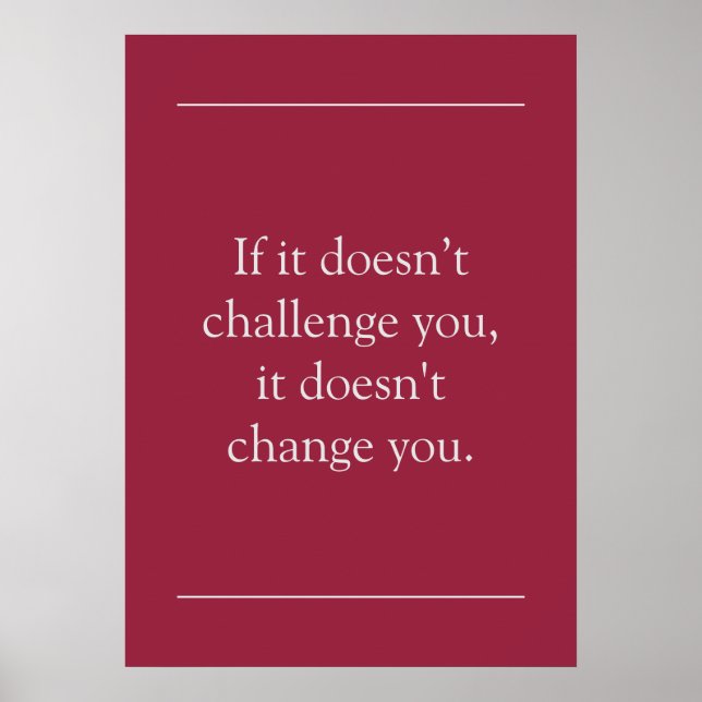 Motivierend Challenge Quote AZ Kardinal Red Poster (Vorne)