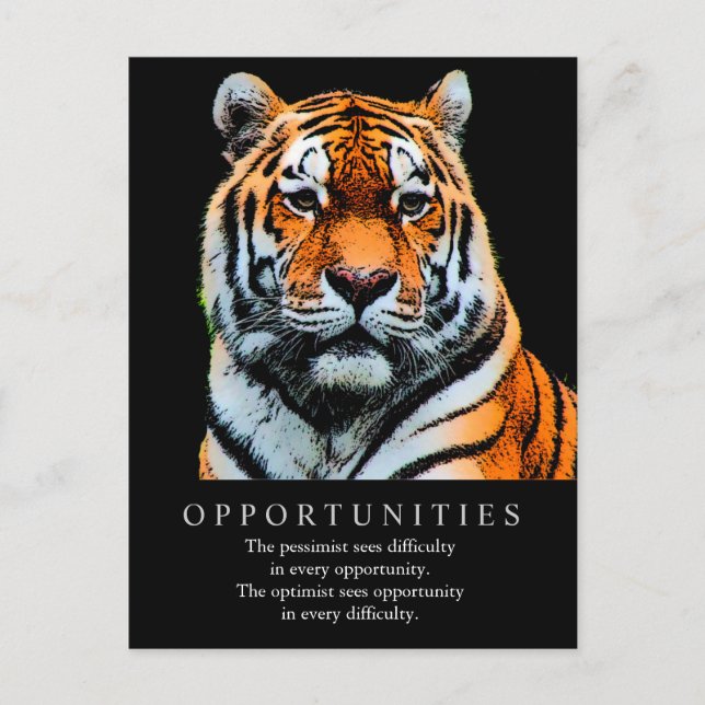 Motivierend Chancen Sprichwort Zitat Tiger Postkarte (Vorderseite)