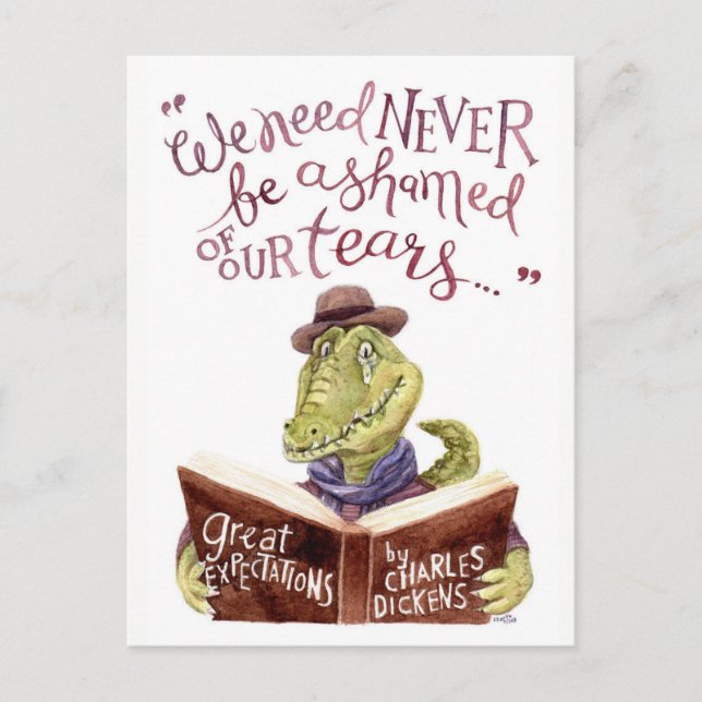 Motivierend Charles Dickens Zitat Watercolor Croc Postkarte (Vorderseite)