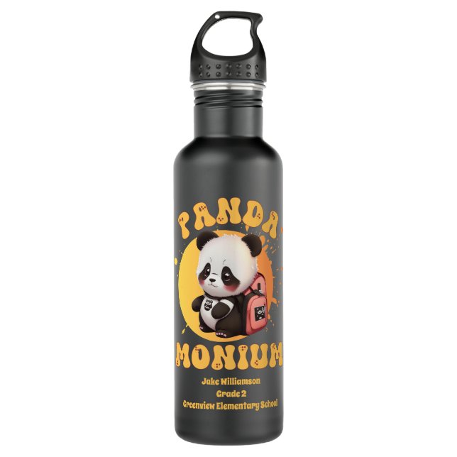 Motivierend Chibi Kawaii Panda Name School Jahr Edelstahlflasche (Vorderseite)