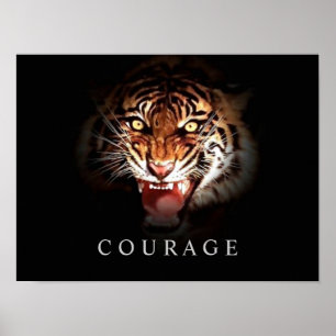 Motivierend Courage Roaring Tiger Poster Print