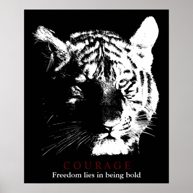 Motivierend Courage Tiger Poster (Vorne)