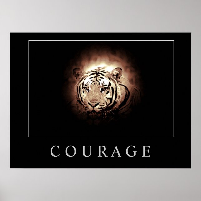 Motivierend Courage Tiger Poster Print (Vorne)