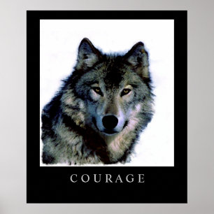 Motivierend Courage Wolf Face Head Poster Print