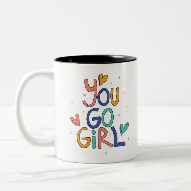 Motivierend ein Cooles Mädchen Wandern Zweifarbige Tasse (Links)