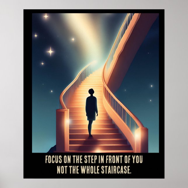 Motivierend Ermutigend Ai Dreamy Fokus auf Schritt Poster (Vorne)
