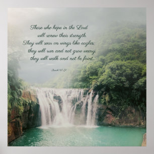 Motivierend Ermutigende Schrift mit Wasserfall Poster