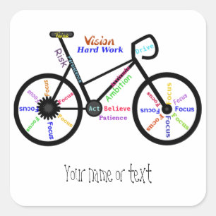 Motivierend Fahrrad, Fahrrad, fahrend, Sport, Quadratischer Aufkleber