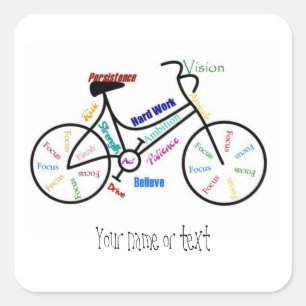 Motivierend Fahrrad, Fahrrad, fahrend, Sport, Quadratischer Aufkleber
