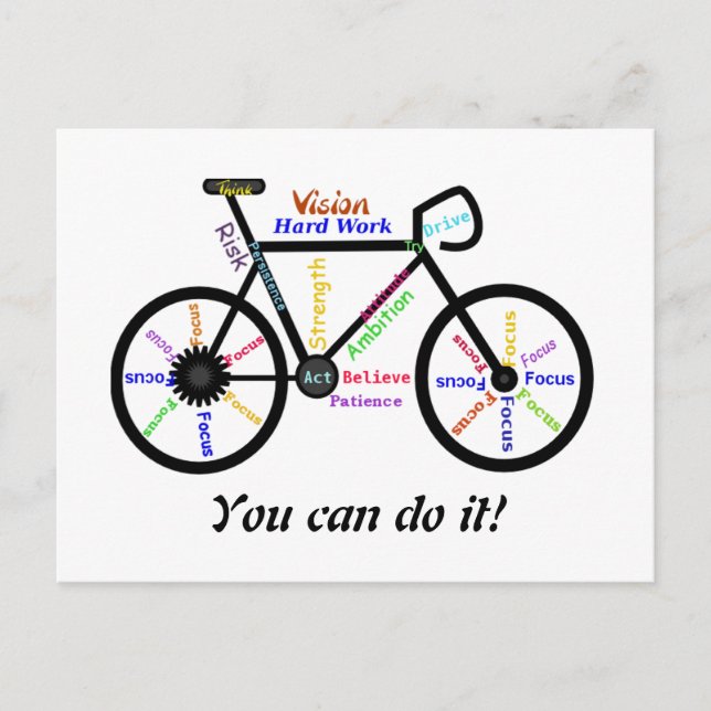 Motivierend Fahrrad, Fahrrad, Fahrrad! Postkarte (Vorderseite)
