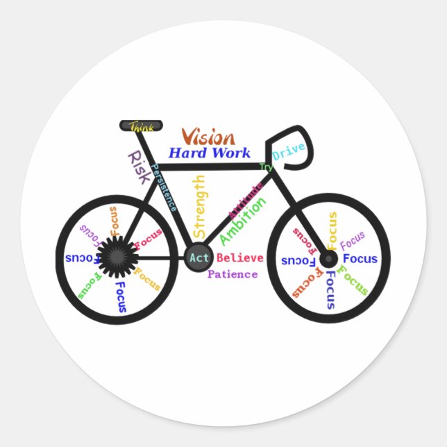 Motivierend Fahrrad, Fahrrad, Sport Runder Aufkleber (Vorderseite)