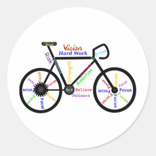 Motivierend Fahrrad, Zyklus, fahrend, Sport-Wörte Runder Aufkleber