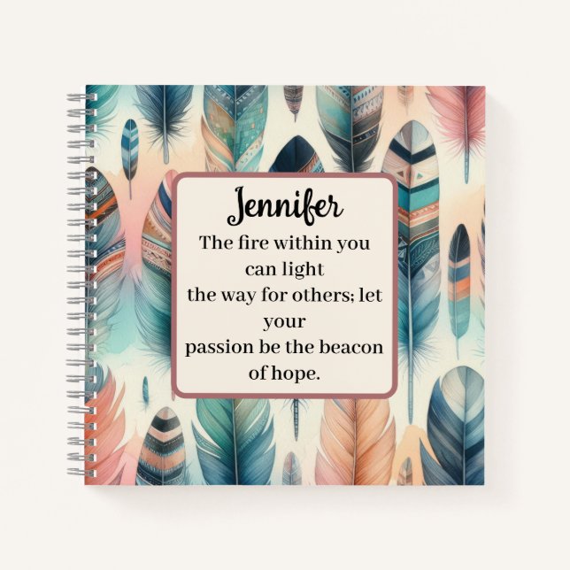 Motivierend Feather Spiral Notebook Notizbuch (Vorderseite)
