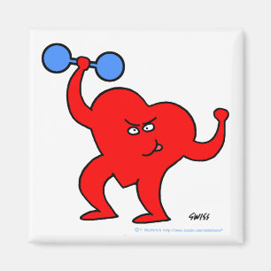 Motivierend Fitness-Cartoon, der Herz ausübt Magnet