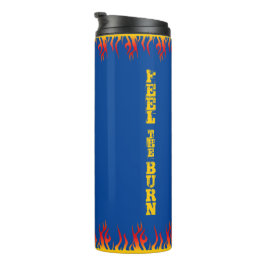 Motivierend Flames Golden Yellow Script DEEP BLAUE Thermosbecher