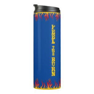 Motivierend Flames Golden Yellow Script DEEP BLAUE Thermosbecher