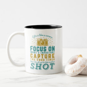 Motivierend Fotoangebot ist wie eine Kamera Zweifarbige Tasse