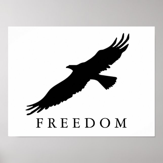 Motivierend Freiheit Adler Landung Schwarz-weiße K Poster (Vorne)