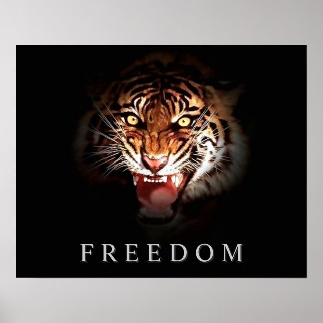 Motivierend Freiheit Roaring Tiger Poster Print (Vorne)