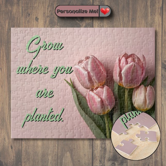 Motivierend Frühlingsstipps (Customizable Spring Tulips Motivational Jigsaw Puzzle)