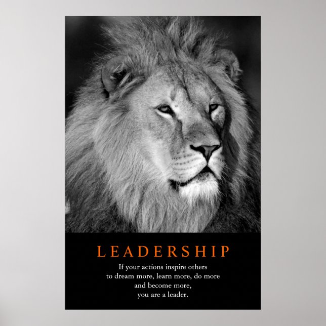 Motivierend Führung Schwarz-weiß Lion Poster (Vorne)