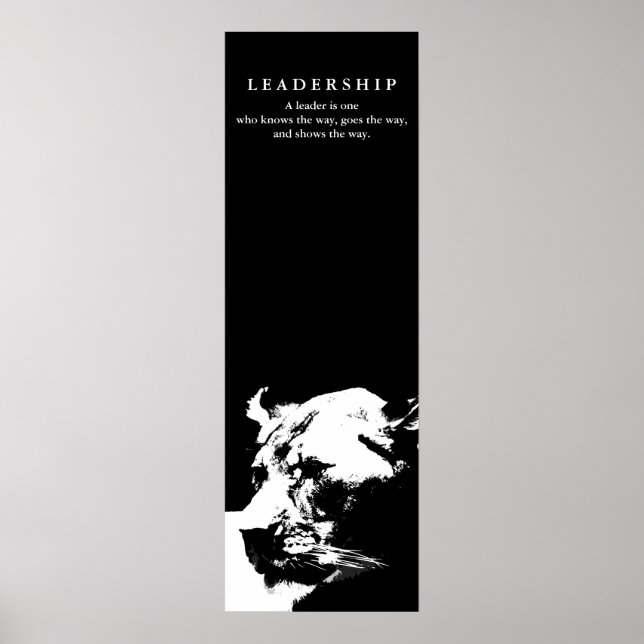 Motivierend Führung Weibliche Löwe Schwarz-weiß Poster (Vorne)