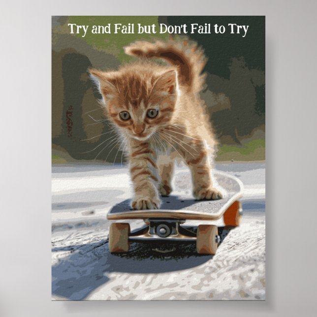 Motivierend Funny Inspiration Cat Poster (Vorne)