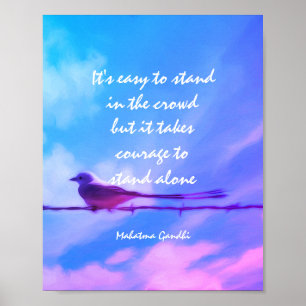 motivierend Gandhi-Zitat-Vogel auf blauem Himmelsp Poster