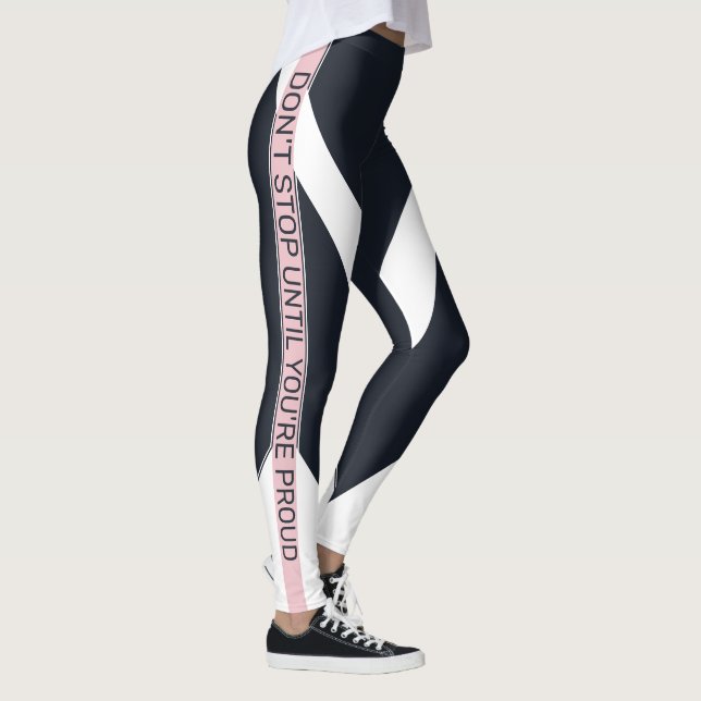 Motivierend geometrische Streifen, blau-weiß und r Leggings (Rechts)