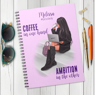 Motivierend Girl Boss Pink Spiral Foto Notebook Notizblock