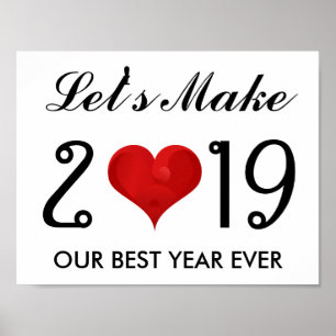Motivierend Glück im neuen Jahr 2019 Bestes Jahr ü Poster