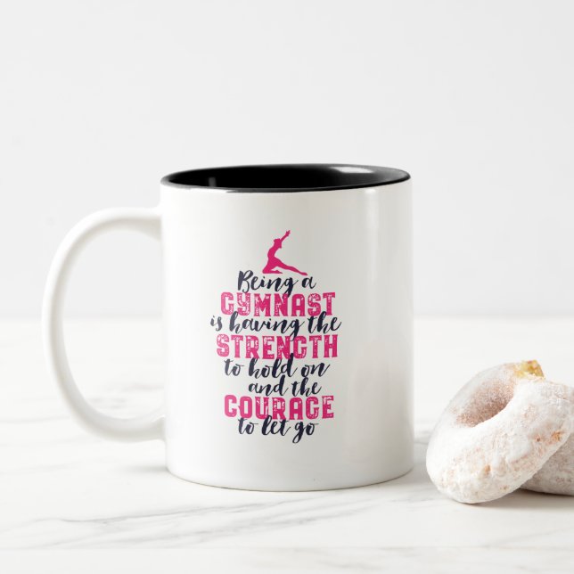 Motivierend Gymnastik Zitat Sportmädchen Gymnast Zweifarbige Tasse (Mit Donut)