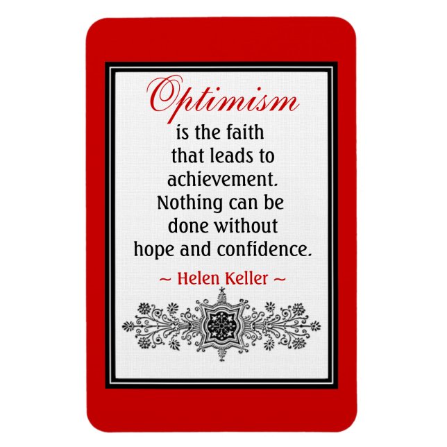 Motivierend Helen Keller Quote Magnet:Optimismus Magnet (Vertikal)
