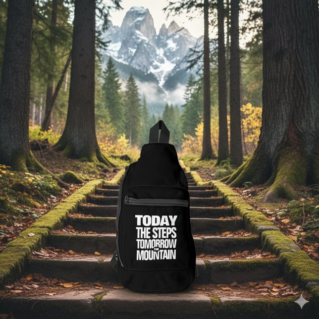 Motivierend Heute die Schritte Morgen der Berg Crossbody Bag (Today the Steps Tomorrow the Mountain Slingbag Cover Photo)