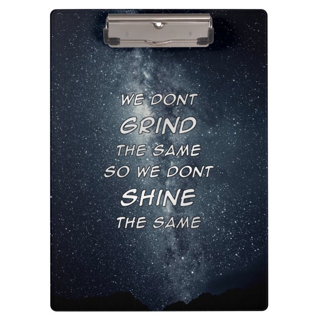 Motivierend Inspiration für die Grind- und Shine-S Klemmbrett (Vorderseite)