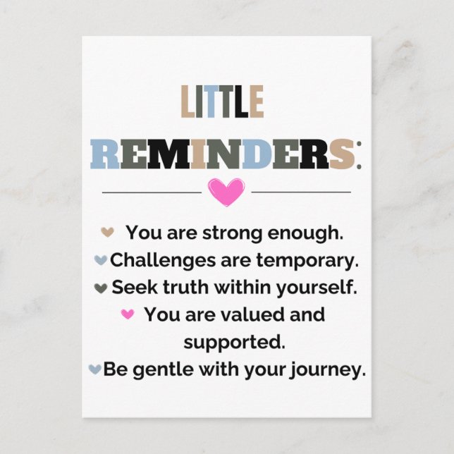 Motivierend Inspiration Kleine Erinnerungen Postkarte (Vorderseite)