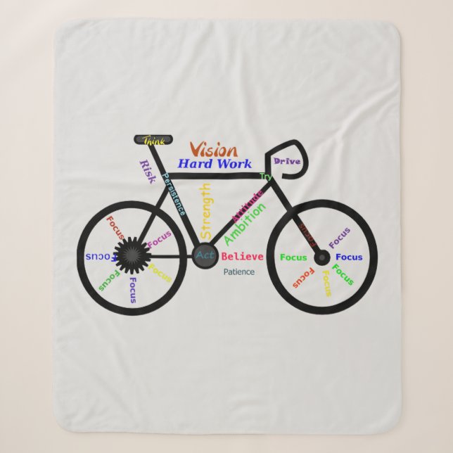 Motivierend inspirierende Wörter Fahrrad Sherpadecke (Vorderseite)