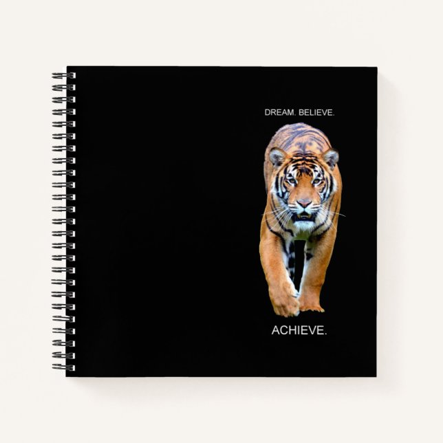 Motivierend inspirierender Erfolg Tiger Elegant Notizbuch (Vorderseite)