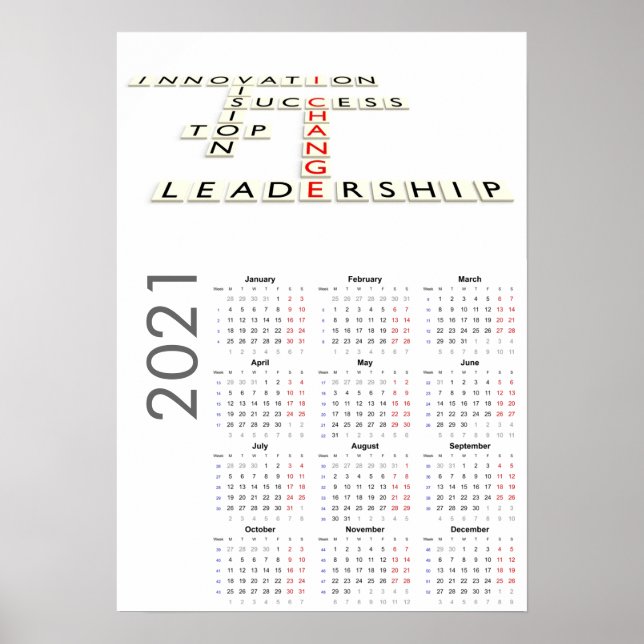 Motivierend Kalender 2021 Poster (Vorne)