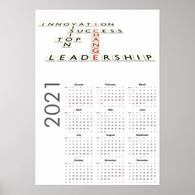 Motivierend Kalender 2021 Poster (Vorne)