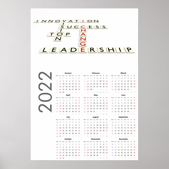 Motivierend Kalender 2022 Poster (Vorne)