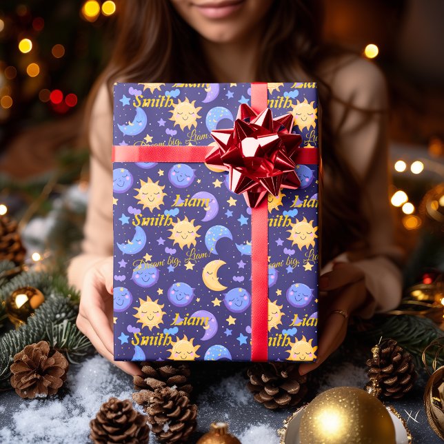 Motivierend Kawaii Sun und Moon Kids Geschenkpapier (Von Creator hochgeladen)