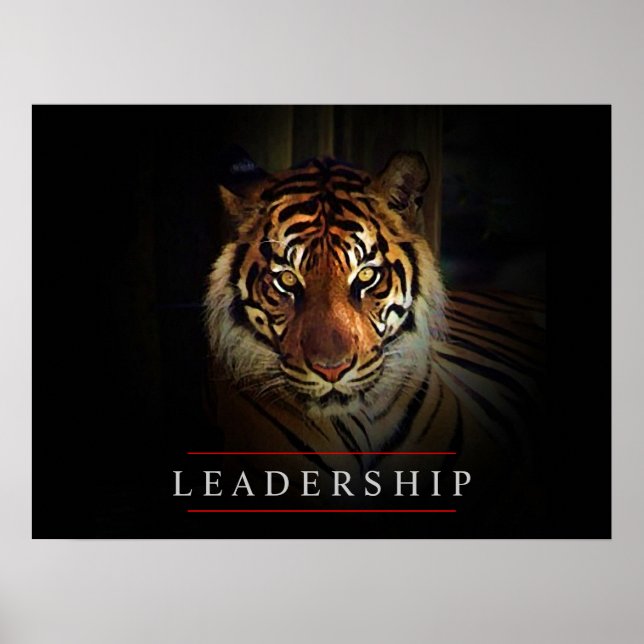 Motivierend Leadership Tiger Eyes Poster Print (Vorne)