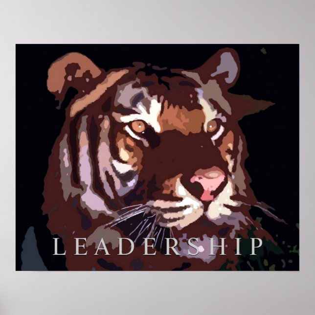 Motivierend Leadership Tiger Eyes Poster Print (Vorne)