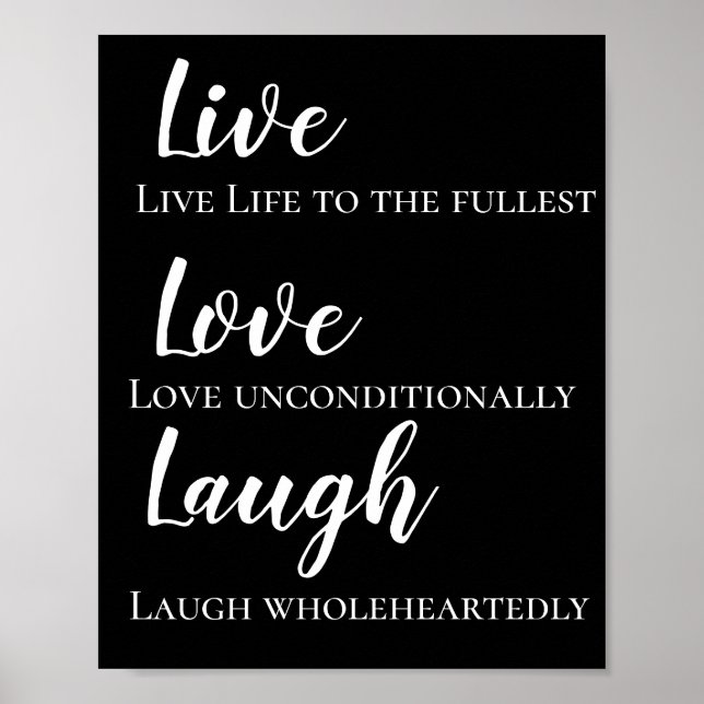Motivierend Live Liebe Laugh Poster (Vorne)
