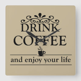 Motivierend, lustige Kaffeekochen Quadratische Wanduhr
