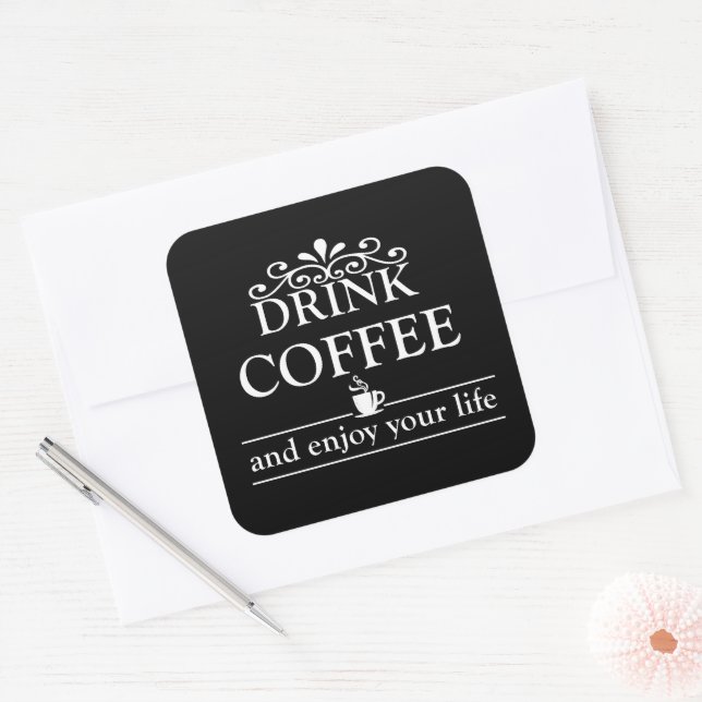 Motivierend, lustige Kaffeekochen Quadratischer Aufkleber (Umschlag)