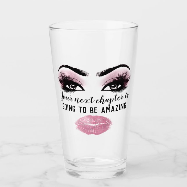 Motivierend Makeup Lashes Blogger Pink Kiss Glas (Vorderseite)
