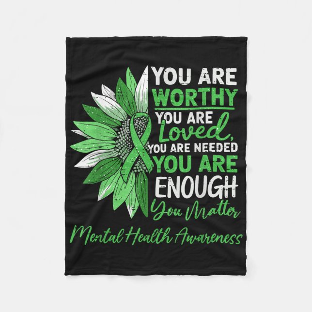Motivierend Mental Health Awareness Warrior Green Fleecedecke (Vorderseite)